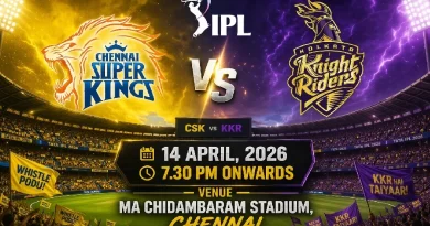 CSK Vs KKR on 14 April,2026 7.30 PM Onwards