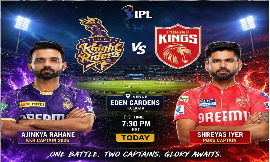 IPL 2026 : KKR Vs PBKS વરસાદી વિઘ્ન નડયું KKR 25/02 (3.4 ઓવર્સ )