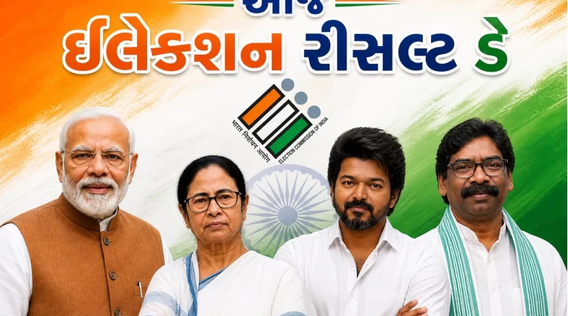 Election Results of West Bengal, Assam,Tamil Nadu, Keralam, Puducherry Gujarat Updates