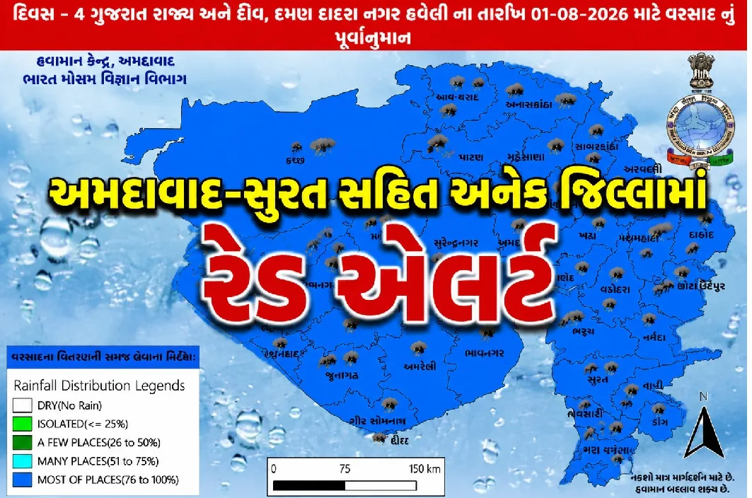 અમદાવાદ સહિત ગુજરાતમાં ભારે વરસાદનો ખતરો