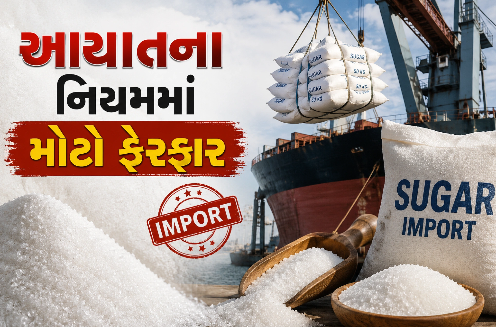 ખાંડની આયાતને લઈને કેન્દ્રનો નવો નિયમ